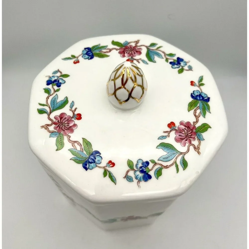 Vintage Aynsley Pembroke Biscuit Jar Barrel Canister Candy Discontinued Octagon - Picture 4 of 8